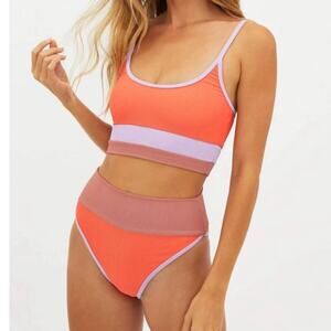 Beach Riot Emmy Colorblock High Waist Bikini Bottoms Size Medium